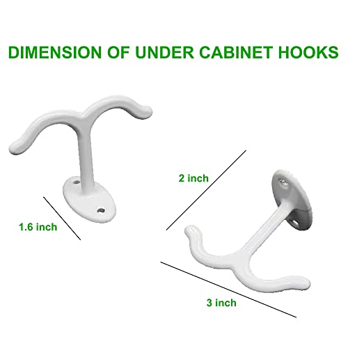 10 Pcs Zinc Alloy Ceiling Double Hook Cabinet Wardrobe Coat Towel Hat Hook Hooks Under Cabinet Shelf (White) - color: White