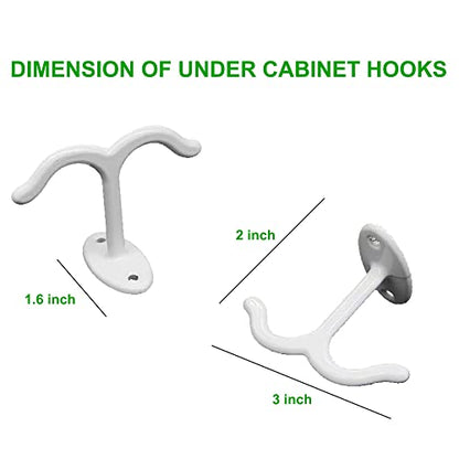 10 Pcs Zinc Alloy Ceiling Double Hook Cabinet Wardrobe Coat Towel Hat Hook Hooks Under Cabinet Shelf (White) - color: White