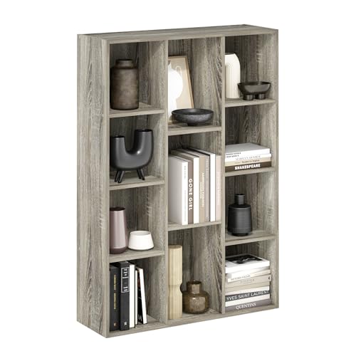 Furinno LUDER Book Shelf, 11-Cube Bookshelf, Reversible Bookcase, 9.4 x 29.1 x 41.7, Easy Assembly, for Living Room, Bedroom, Home Office, French Oak | Furinno - color: French Oak, size: 11-Cube