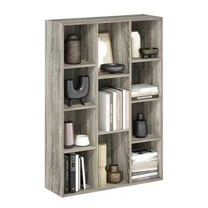 Furinno LUDER Book Shelf, 11-Cube Bookshelf, Reversible Bookcase, 9.4 x 29.1 x 41.7, Easy Assembly, for Living Room, Bedroom, Home Office, French Oak | Furinno - color: French Oak, size: 11-Cube