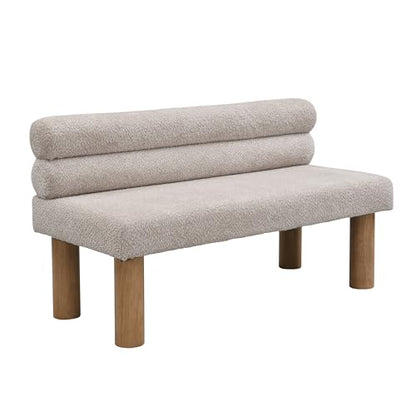 Christopher Knight Home Wally Boucle Upholstered Dining Bench, Modern Large Dining Room Chair, Entryway Ottoman Bench, Bedroom End of Bed Seating, Armless Desing and Wooden Frame, Light Gray+Natural - color: Light Gray+natural