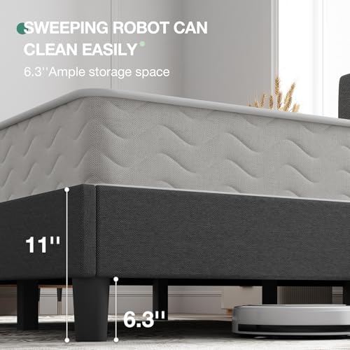 Novilla Queen Size Bed Frame Upholstered Queen Bed Frame with 3-Height Adjustable Headboard, Strong Weight Capacity, No Box Spring Needed, Easy Assembly, Grey - color: Grey, size: Queen