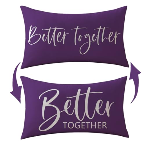 ULOVE LOVE YOURSELF Better Together Lumbar Throw Pillow Cover Romantic Couple Reversible Decorative Pillowcase12''x20'' Double-Sided Print Cushion Cover for Bed/Sofa (Purple) - color: Purple