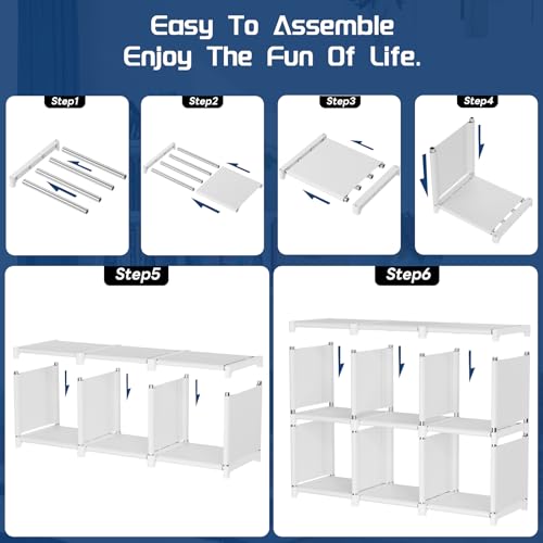 Mavivegue Book Shelf, 18 Cube Storage Organizer, DIY Bookcase, Metal Cube Bookshelf, Tall Book case for Bedroom, Living Room, Office, Closet Storage Organizer, Black Cubicle Storage Rack-White | Modular book shelf and closet organizer boasts extra-large c