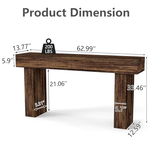 Spaco 63'' Long Console Table,2 Tier Farmhouse Entryway Table Sofa Table with Storage,Wood Behind Couch Table for Living Room, Hallway,Foyer (Dark Brown) - color: Dark Brown (63'')