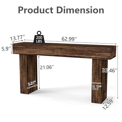 Spaco 63'' Long Console Table,2 Tier Farmhouse Entryway Table Sofa Table with Storage,Wood Behind Couch Table for Living Room, Hallway,Foyer (Dark Brown) - color: Dark Brown (63'')