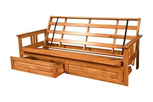 Kodiak Futons Monterey Futon Frame with Drawers, Included, Butternut - color: Frame Only, size: Drawers Included, style: Butternut Finish