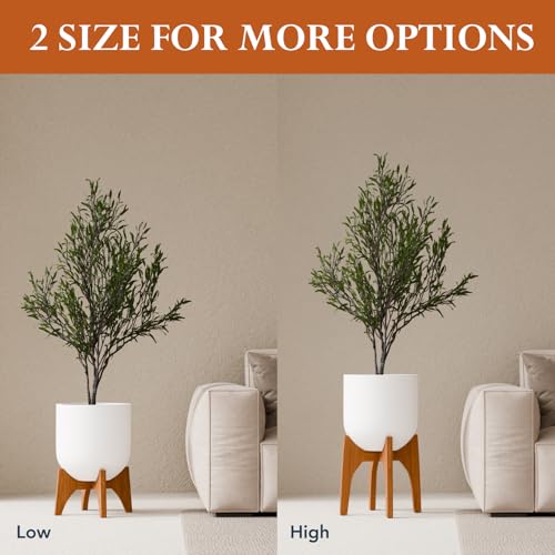 KUTE NEST 11.5" H x 17.9" W Acacia Solid Wood Plant Stand - Walnut | Low - Medium, Outdoor & Indoor Use, Mid Century Plant Holder, Ideal for Corso & Arco Planter, Walnut Finish for Modern Home - color: Walnut, size: Low - Medium - 11.5"H x 17.9"W