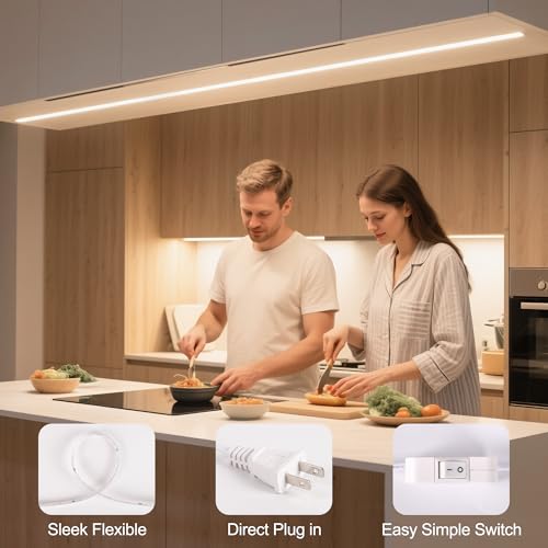cambk 36inch Plug in Under Cabinet Lighting Strip for Kitchen - size: 36inch