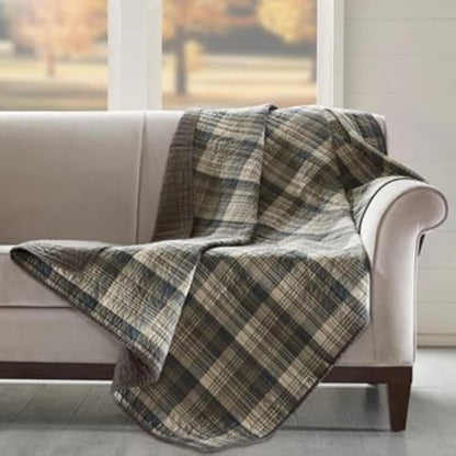 Woolrich Luxury Quilted Throw - Cabin Lifestyle, Patchwork with Moose Design All Season, Lightweight and Breathable Cozy Bedding Layer Throws for Couch Sofa, 50" W x 70" L, Tasha Taupe - color: Tasha Taupe