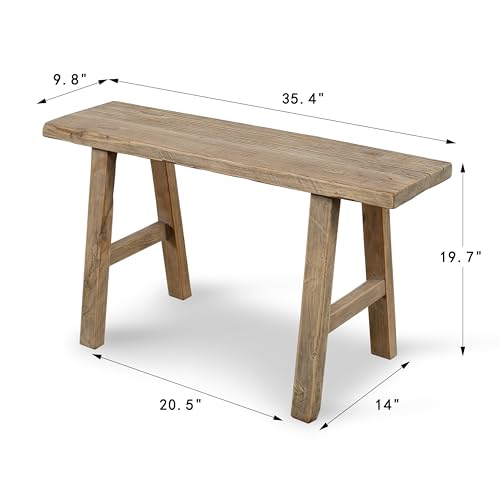 Artissance 35" Long 10" Wide Elmwood Bench, Natural Wood - size: 20H x 35W x 10L