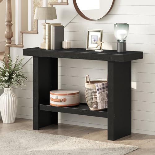 MAHANCRIS Console Table, 39.4'' Black Rectangular Entryway Table, Modern Console Table with Storage, Sofa Tables for Hallway, Foyer, Living Room, Easy Assembly, Black CTHB16801 - color: Black, size: 39.4"L x 11.8"W x 31.5"H