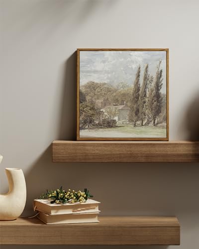 InSimSea Square Framed Canvas Wall Art, Gardens Classical Scenery Paintings, Rustic Gardens Wall Pictures for Bedroom Bathroom Living Room, Canvas Prints Artwork, Vintage Home Decor 12"x12" - color: Kensington Gardens, size: 12"L x 12"W