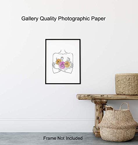 Minimalist Line Art Print - Aesthetic Silhouette Line Drawing Poster - 8x10 Abstract Contemporary Modern Wall Decor - Unique Gift for Women, Home, Bathroom, Living Room, Bedroom Decorations