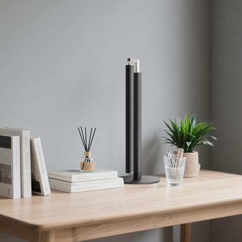 Metal LED Desk Lamp, 16" Dimmable Desk Light with Base, 15W 1200LM, Adapter Included, Color & Brightness Adjustable, Modern Tall Table Lamp for Home Office Reading Study Task Laptop, Black - color: Black