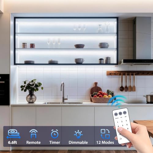 3 Pack 6.6FT LED Strip Lights Battery Powered, Warm White and Cold White LED Light Strip Battery Powered, Flexible and Cuttable Cabinet Light, LED Strip Light with Remote for Shelves Closet Kitchen - size: 6.6FT