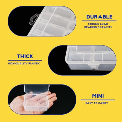 50pc Small Bead Organizer Box, Clear Rectangular Storage Containers with Lids, Plastic Craft Storage Box Cases, Mini Small Parts Organizer for Jewelry, Nails, Screws, Seeds and Labels - size: 2pc-Clear