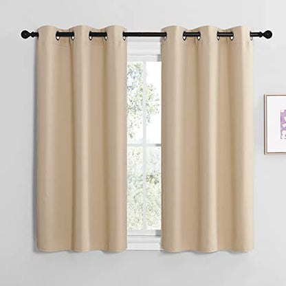NICETOWN Room Darkening Draperies Window Curtain Panels, Thermal Insulated Grommet Room Darkening Curtains for Bedroom (Biscotti Beige, 2 Panels, W42 x L50 -inch) - color: Biscotti Beige, size: 42"W x 50"L (Pack of 2)