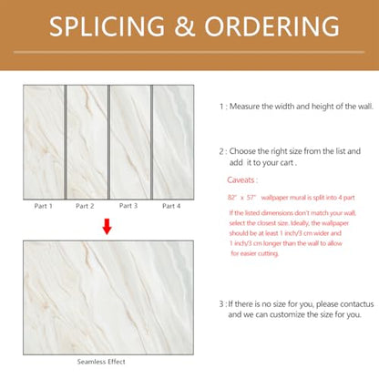 Brown and White Marble Wallpaper Mural Peel and Stick 82"x57" | Living Room Offices - color: ZZ-018, size: 82" x 57"