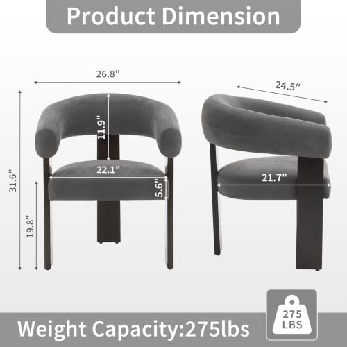 Modern Accent Chair, Barrel Armchair, U-Shaped Backrest, Grey | Barrel Accent Chair, Upholstered Arm Chair, Ergonomic Curved Back, Soft Chenille, Solid Wood Legs, Living Room, Bedroom - color: Grey