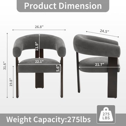 Modern Accent Chair, Barrel Armchair, U-Shaped Backrest, Grey | Barrel Accent Chair, Upholstered Arm Chair, Ergonomic Curved Back, Soft Chenille, Solid Wood Legs, Living Room, Bedroom - color: Grey