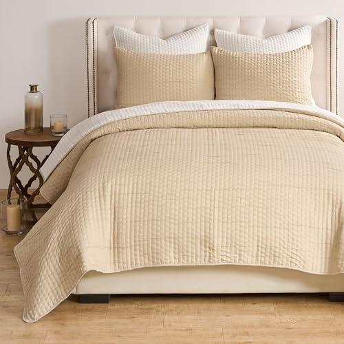 Greenland Home Fashions Homestead Modern Artisan Reversible Matelassé Coverlet Set, 3-Piece King/Cal King, Natural - color: Natural, size: 3-Piece King/Cal King
