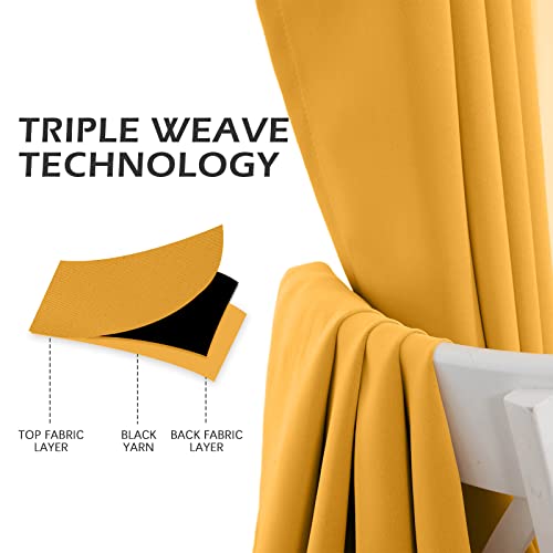 MYSKY HOME Grommet top Thermal Insulated Window Blackout Curtain for Girls Room, 42 x 63 Inch, Mustard Yellow, 1 Panel - color: Mustard Yellow, size: 42"W x 63"L (Pack of 1)