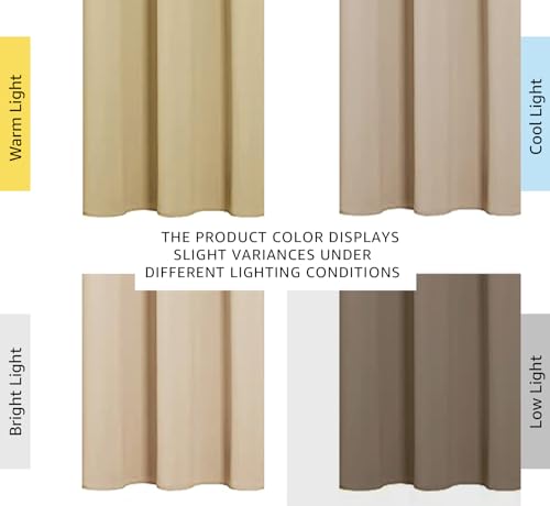 NICETOWN Thermal Insulated Grommet Room Darkening Curtains/Draperies/Panels for Bedroom (2 Panels, W42 x L63 inches, Biscotti Beige) - color: Biscotti Beige, size: 42"W x 63"L (Pack of 2)
