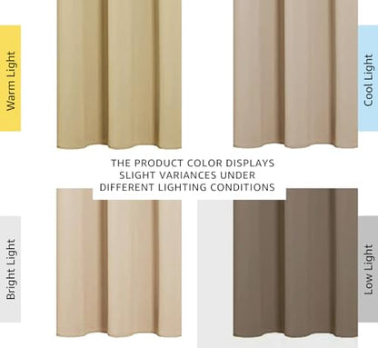NICETOWN Thermal Insulated Grommet Room Darkening Curtains/Draperies/Panels for Bedroom (2 Panels, W42 x L63 inches, Biscotti Beige) - color: Biscotti Beige, size: 42"W x 63"L (Pack of 2)