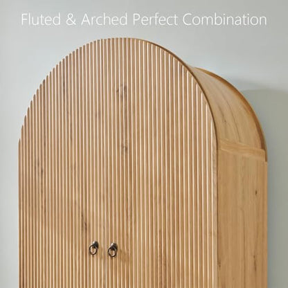 IFGET Fluted Arched Pantry Cabinet, 71" Tall Kitchen Storage Pantry Cabinet with Adjustable Shelves and 2 Large Drawers, Freestanding Morden Versatile Cupboard for Living Room, Bathroom, Natrual - color: Natural