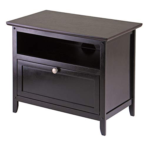 Winsome Wood Zara Media/Entertainment, Espresso, FURNITURE | Practical Storage Entertainment Cabinet with Display Shelf & Door for Living Room, Den, Office, Bedroom