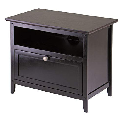 Winsome Wood Zara Media/Entertainment, Espresso, FURNITURE | Practical Storage Entertainment Cabinet with Display Shelf & Door for Living Room, Den, Office, Bedroom