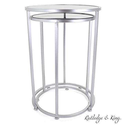 Nested Metal Side Tables - Set of 2 for Living Room & Bedroom (Silver) - color: Odessa - Silver