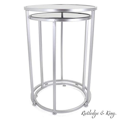 Nested Metal Side Tables - Set of 2 for Living Room & Bedroom (Silver) - color: Odessa - Silver