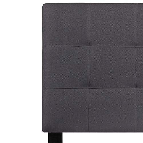 EMMA + OLIVER Twin Quilted Tufted Headboard | Adjustable Bed Rail Slots, Fabric Upholstered - color: Dark Gray, size: Twin