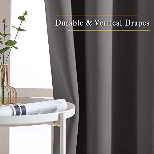 NICETOWN Blackout Grey Window Treatments 84 inch Long, Grommet Top Room Darkening Thermal Insulated Solid Vertical Curtains & Drapes for Bedroom/Kid Room, 2 Panels, W40 x L84 - color: Grey, size: 40"W x 84"L (Pack of 2)