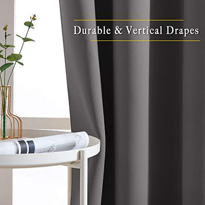 NICETOWN Bedroom Blackout Curtains 54 inch Long - Window Treatment Thermal Insulated Solid Grommet Room Darkening Drapes for Flat/Apartment (Set of 2, W37 x L54, Grey) - color: Grey, size: 37"W x 54"L (Pack of 2)