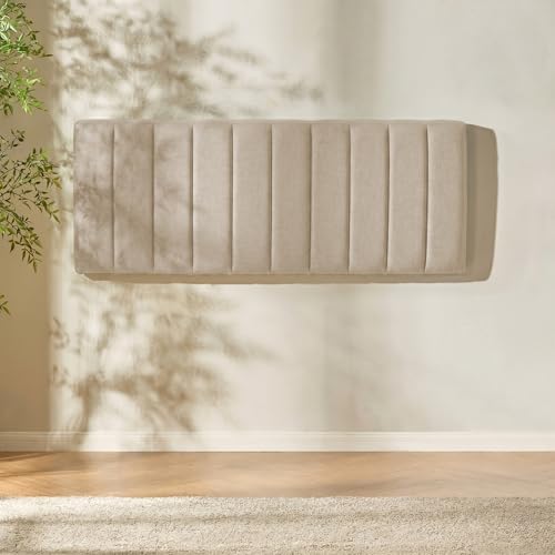 Nestl Upholstered King Headboard - Easy Assemble Channel Stitched Headboard King Size Bed - Wall Mounted Headboards with 3D Soundproof Wall Panels Peel & Stick Floating Headboards, Beige - color: 03-beige, size: King