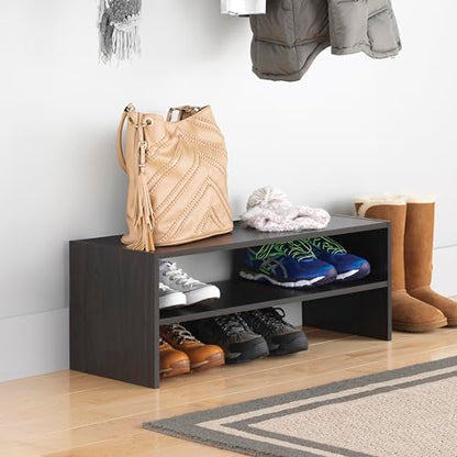 Whitmor Stackable 2-Tier Shoe Shelf, 31 inch, Espresso - color: Espresso, size: 31 INCH