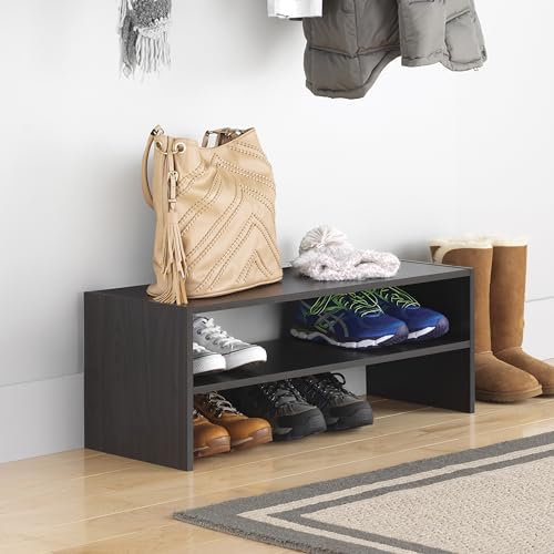 Whitmor Stackable 2-Tier Shoe Shelf, 31 inch, Espresso - color: Espresso, size: 31 INCH