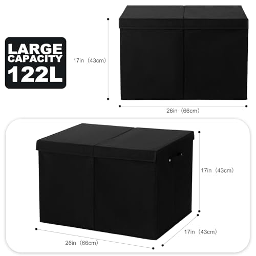 Large Toy Box Chest Storage with Flip-Top Lid, Kids Toy Storage Bin Boxes | Toy Chest with with Removable Divider for Kids, Boys, Girls, Nursery, Living Room, Bedroom, 26"x17" x17" (Linen Black) - color: Extra Large Black