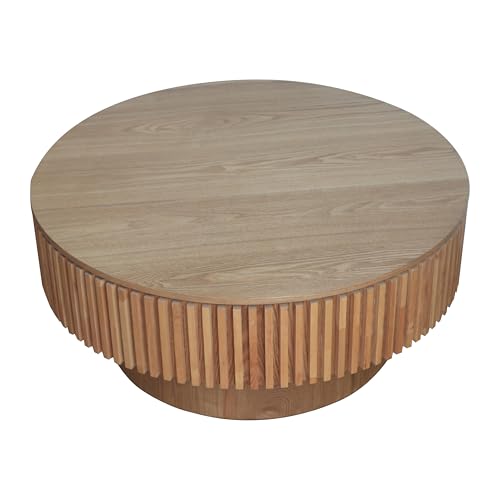 JUSTONE 31.5" Round Coffee Table,Farmhouse Wood Coffee Table with Storage for LivingRoom,Apartment,Office,Natural - color: 31.5'' - Natural-6