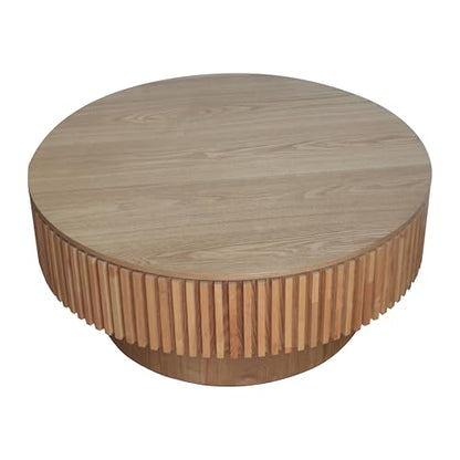 JUSTONE 31.5" Round Coffee Table,Farmhouse Wood Coffee Table with Storage for LivingRoom,Apartment,Office,Natural - color: 31.5'' - Natural-6