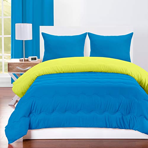 Reversible Comforter Set in Vibrant Colors - 2 and 3 Piece … (Cerulean/Granny Smith, Full/Queen)