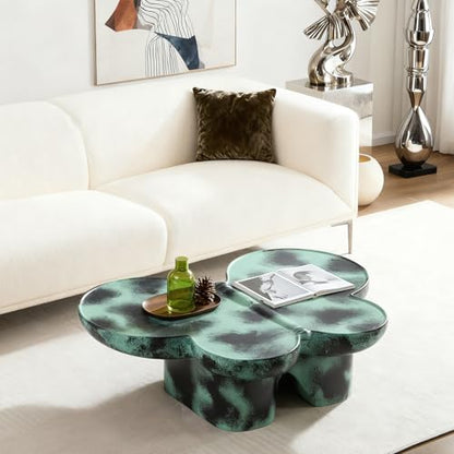 Modern Fiberglass Butterfly Coffee Table, Black and White Artistic Center Table, Sculptural Accent Cocktail Table for Living Room, Durable Contemporary Furniture(47''Blue+Black) - color: 47''blue+black