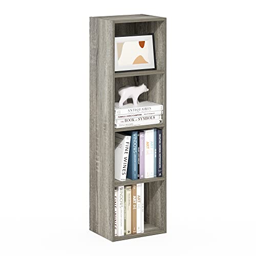 Furinno PASIR Book Shelf, 4-Tier Modern Bookshelf, Open Shelves Bookcase 9 x 12 x 42, Easy Assembly, for Living Room, Bedroom, Home Office, French Oak - color: French Oak, size: 4-Tier Cube