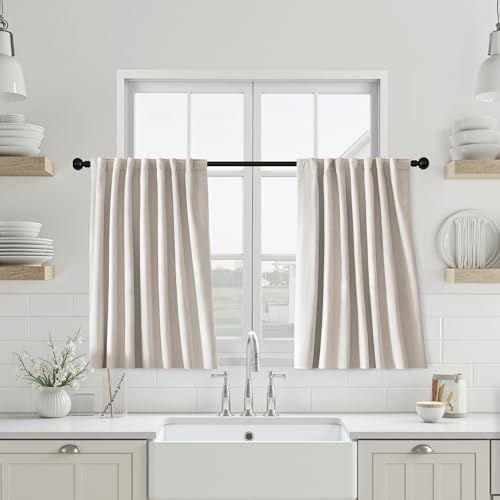 UHITECH Short Blackout Curtains for Small Window 35 Inch 2 Panels, Ivory | Suitable for Kitchen/Bedroom/Living Room/Basement, Thermal Insulated, Sun Protection, Home Decoration, Outdoor, Privacy - color: Ivory, size: 50"W x 35"L (Pack of 2)