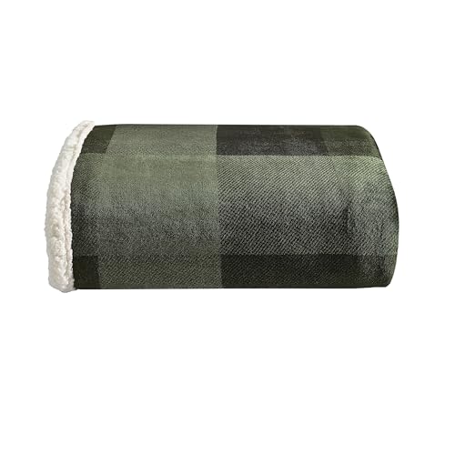 Eddie Bauer - Throw Blanket, Ultra-Soft Plush Blanket with Faux Shearling Popcorn Fleece Reverse, Oversized Bedding for Couch or Bed (Pine Plaid Green, 50" x 60") - color: Pine Plaid, size: 50" x 60"