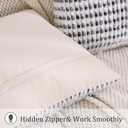 LUOYEHK Boho Throw Pillow Covers 26x26 Inch Set of 2 Chenille Tufted Pillowcase Farmhouse Neutral Cushion Covers for Couch Sofa Bed Living Room, Black Gray - color: Black Gray, size: 26" x 26" (Pack of 2)