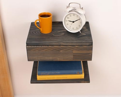 Floating Nightstand Side Accent or End Table with Storage Drawer, Wood Bedside Shelf, Handmade Floating Table (Nairobi) - color: Nairobi
